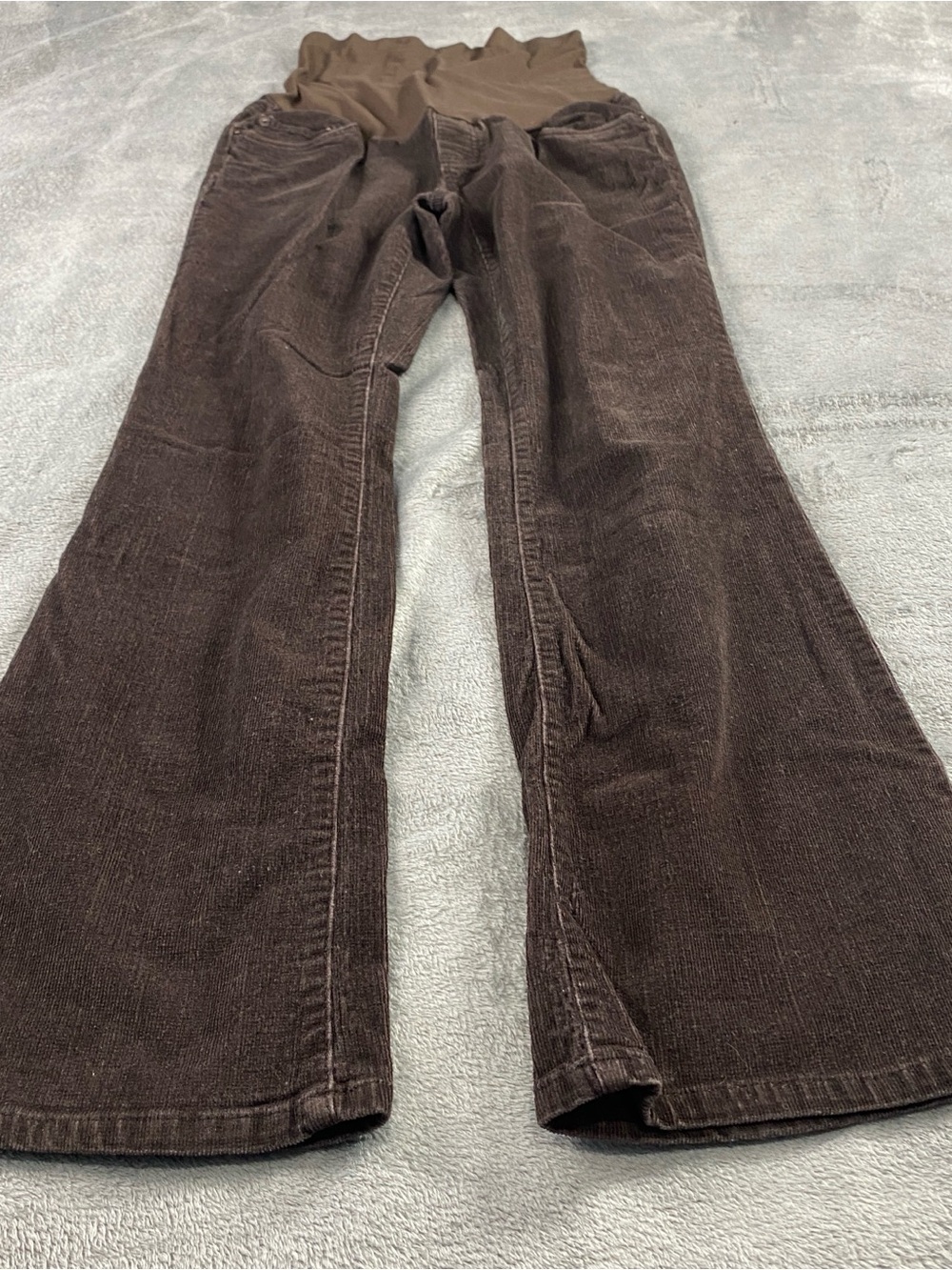 Stretch Motherhood Brown Corduroy Boot Cut Full Belly Band Maternity Pants S